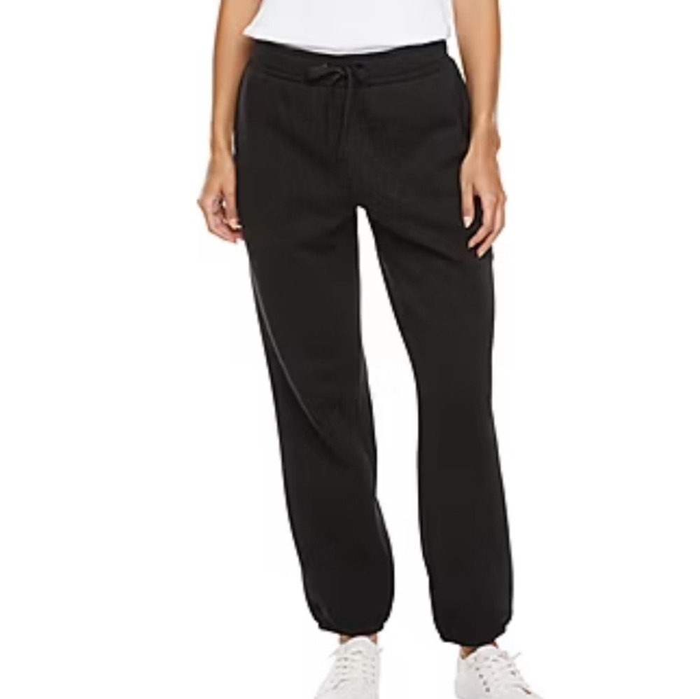 Xersion Classic Fleece Black Ankle Drawstring Pull On Joggers Sz Med
